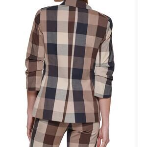 DKNY Rucked-Sleeve Check Madison Jacket